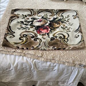 Jennifer Lanne Artist - Velvet Floral Pillow Cover 
Cream, Pink, Brown, Black